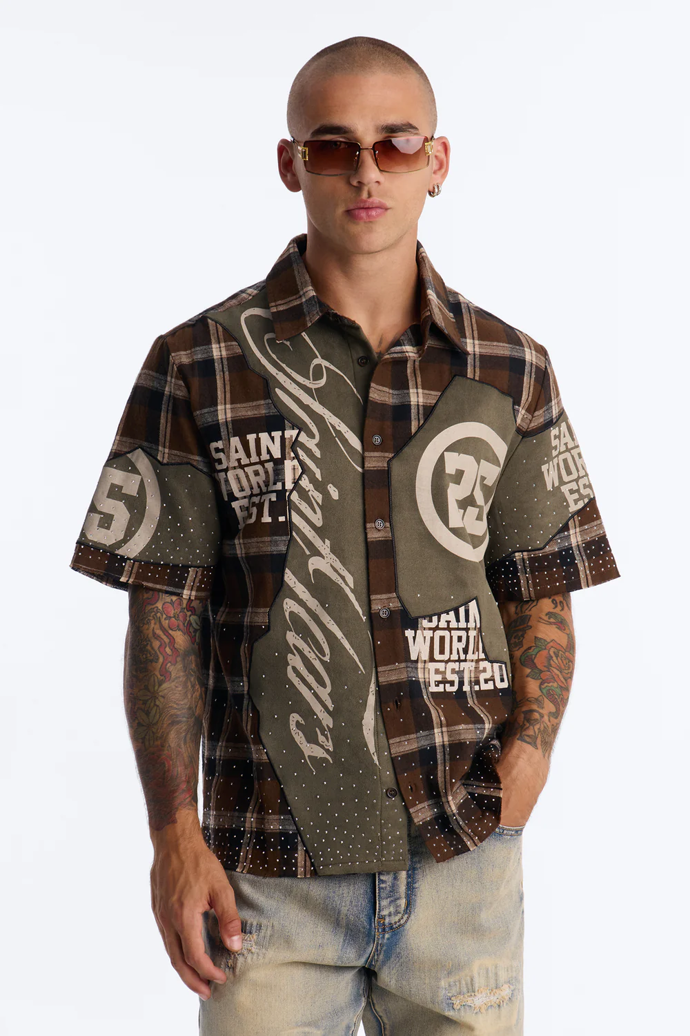 Camisa plaid Saint World streetwear